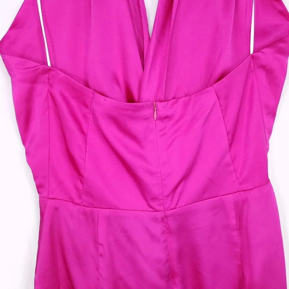 Revolve Amanda Uprichard Silk Mini Dress Size Medium Halter Hot Pink *altered - Picture 15 of 15